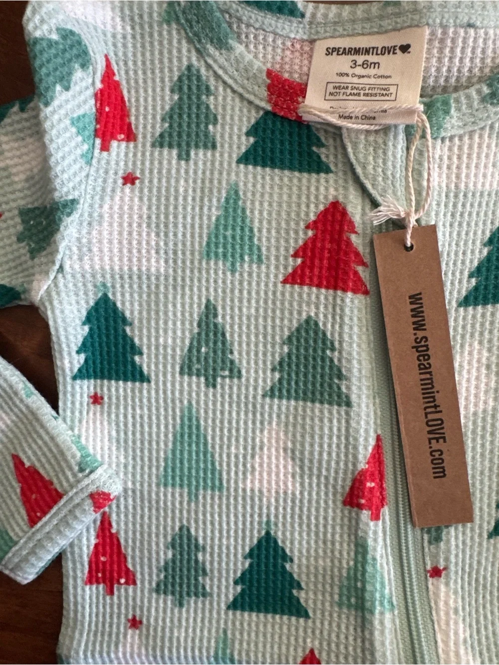 NWT Spearmint Love Organic Cotton Christmas Winter Pine Tree Pajamas 3-6 Months